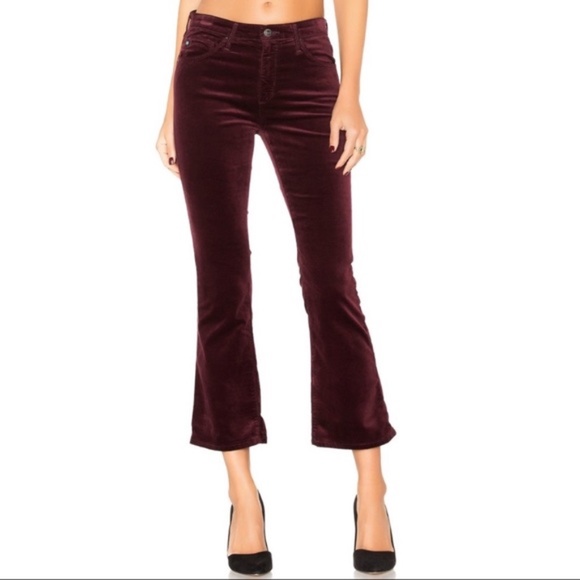 rag & bone Denim - Rag & Bone 10 Inch Crop Flared Wine Velvet Pants